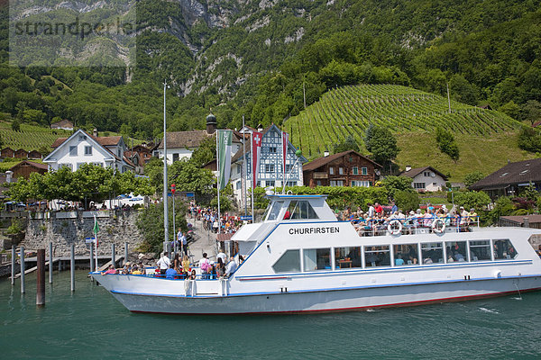 Europa Berg See Boot Schiff Schweiz Walensee