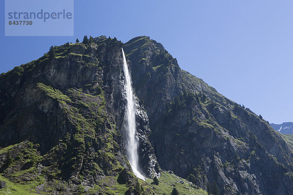 Wasser Europa Berg Steilküste fließen Fluss Bach Wasserfall Schweiz Gewässer