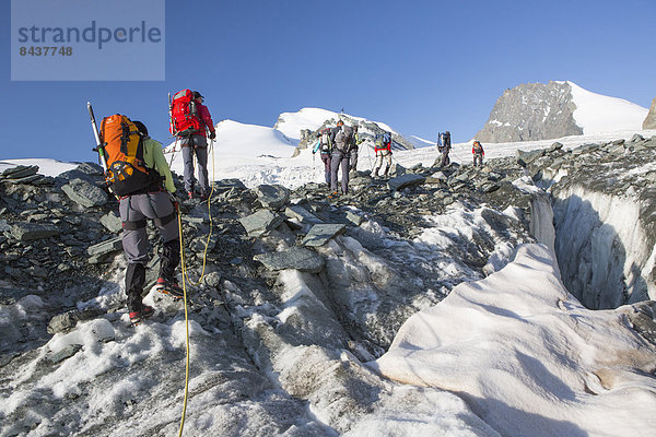 Bergsteigen Berg gehen Seil Tau Strick Tagesausflug Eis Bergwandern trekking