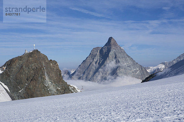 Europa Berg Eis Matterhorn Gletscher Moräne Schweiz Zermatt