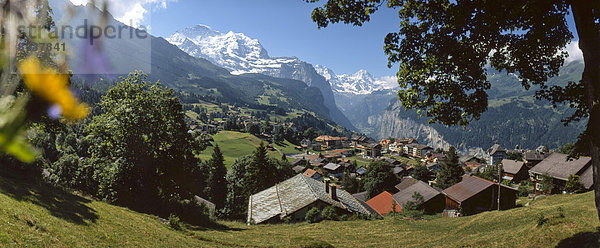 Panorama Europa Berg Dorf Berner Alpen Bern Berner Oberland Schweiz