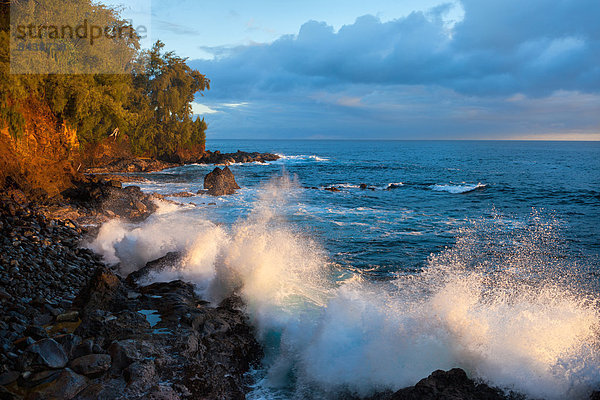 Vereinigte Staaten von Amerika  USA  Hawaii  Big Island  Amerika  Morgen  Beleuchtung  Licht  Küste  Wasserwelle  Welle  Brandung  Meer  Pazifischer Ozean  Pazifik  Stiller Ozean  Großer Ozean  Hawaii