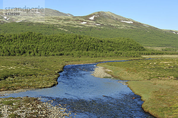 Landschaftlich schön  landschaftlich reizvoll  Europa  Berg  Fluss  Norwegen  Hedmark  Schnee
