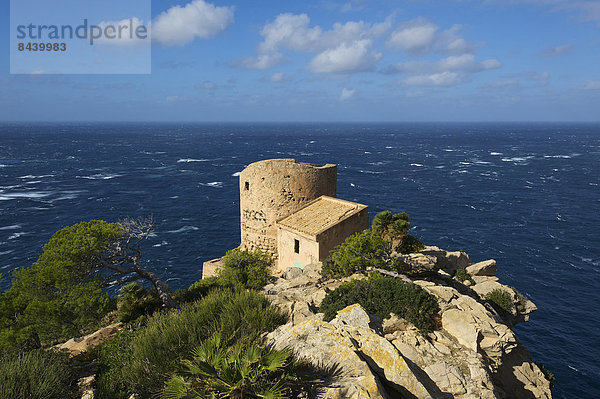 Außenaufnahme Landschaftlich schön landschaftlich reizvoll Europa Landschaft Gebäude Küste niemand Meer Architektur Turm Balearen Balearische Inseln Mallorca Mittelmeer Spanien