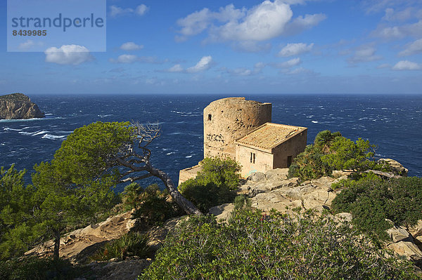 Außenaufnahme Landschaftlich schön landschaftlich reizvoll Europa Landschaft Gebäude Küste niemand Meer Architektur Turm Balearen Balearische Inseln Mallorca Mittelmeer Spanien