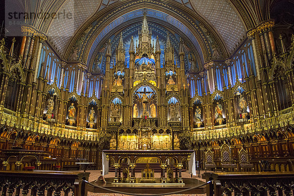 Reise  Architektur  bunt  Innenaufnahme  Religion  Nordamerika  Tourismus  Notre Dame  Altar  Basilika  Kanada  Quebec