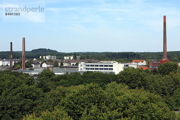 Panorama Industrie Schornstein Ansicht Fabrikgebäude Betrieb Deutschland Krefeld Rheinland Nordrhein-Westfalen