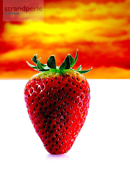 Konzept  Frucht  Himmel  rot  Erdbeere  Beerenobst  Entfremdung  Stimmung  reif