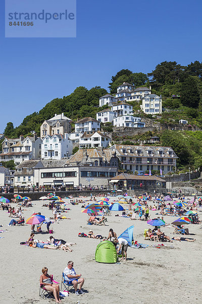 Europa  Strand  britisch  Großbritannien  Tourist  Urlaub  baden  Cornwall  England  Tourismus