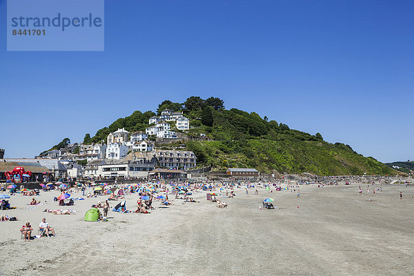 Europa  Strand  britisch  Großbritannien  Tourist  Urlaub  baden  Cornwall  England  Tourismus
