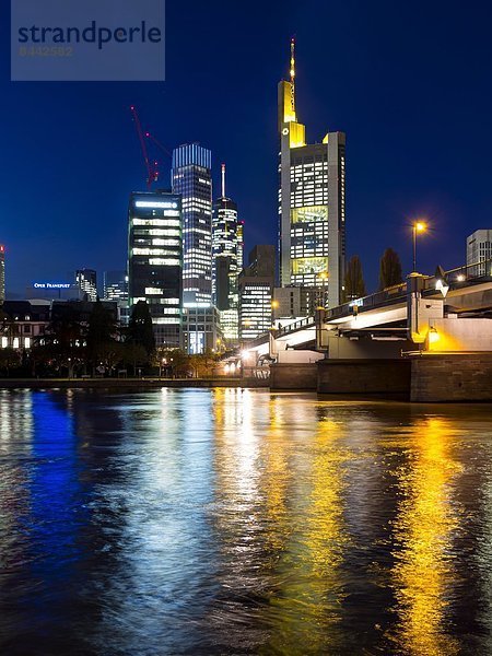 Germany  Hesse  Frankfurt  Germany  Hesse  Frankfurt  view to skyscrapers of financal district by night