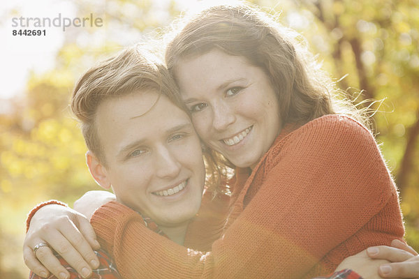 Portrait of happy young couple  close-up