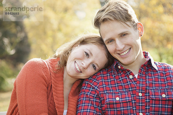 Portrait of happy young couple  close-up