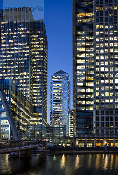UK  London  Docklands  illuminated One Canada Square Building