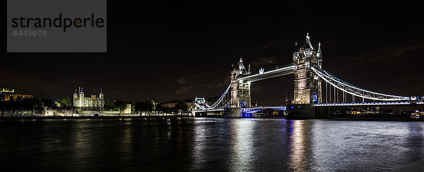 UK  London  view to illuminated Tower Bridge at night