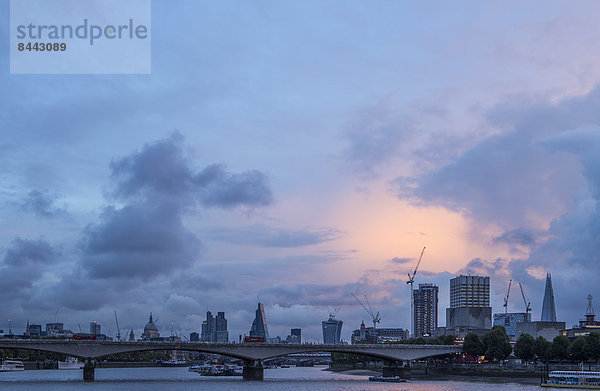UK  London  Docklands  view at skyline at dusk