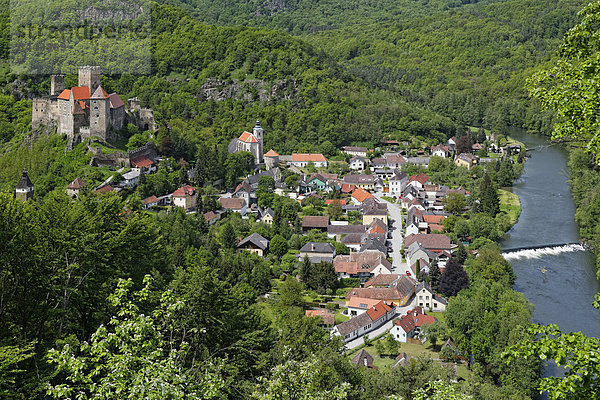 Österreich  Oberösterreich  Hardegg mit Schloss Hardegg  Thaya