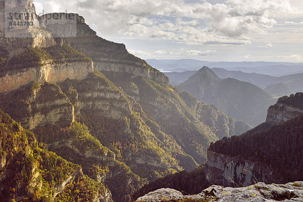 Spain  Pyrenees  Ordesa y Monte Perdido National Park  Canon de Anisclo with Sestrales Aloto and Bajo