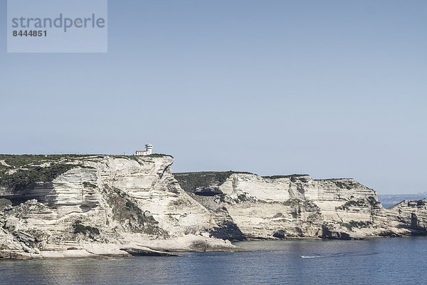 France  Corsica  Bonifacio  Capo Pertusato  Chalk cliffs with semaphore