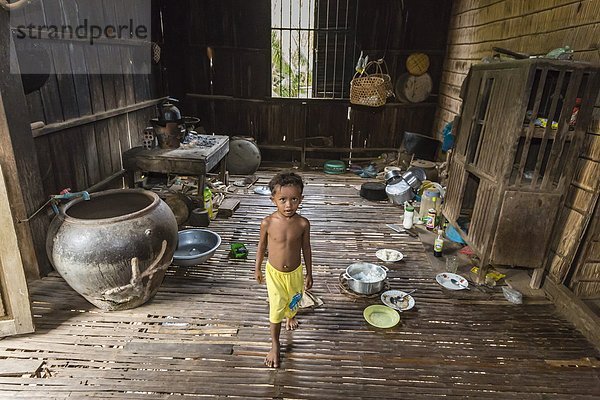 Wohnhaus Fluss Dorf innerhalb Südostasien Vietnam Angkor Asien verboten Kambodscha