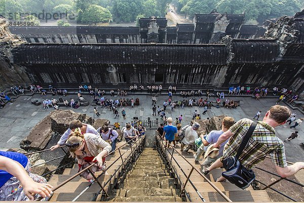 Stufe  heben  Tourist  Klettern  Terrasse  Südostasien  UNESCO-Welterbe  Vietnam  Angkor  Asien  Kambodscha