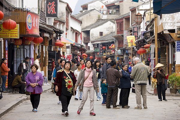 Straße  Tourist  chinesisch  kaufen  China  bevölkert  Yangshuo