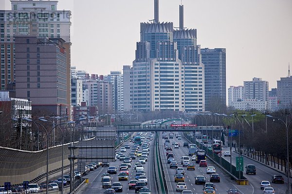 Autobahn  Peking  Hauptstadt  China  verkehrsreich  Innenstadt  Straßenverkehr