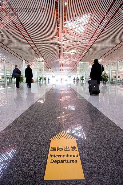 Zeichen  innerhalb  Flughafen  Globalisierung  Peking  Hauptstadt  3  Abflughalle  Abschied  China  Signal