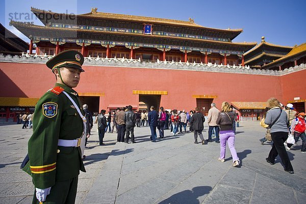 Eingang  Großstadt  Tourist  Soldat  verboten  Peking  Hauptstadt  China