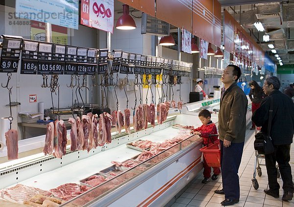 Kunde  China  Chongqing  Tresen  Fleisch  Supermarkt