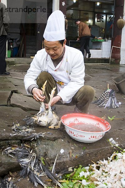 chinesisch  Restaurant  Huhn  Gallus gallus domesticus  Koch  Kunde  China  Köchin