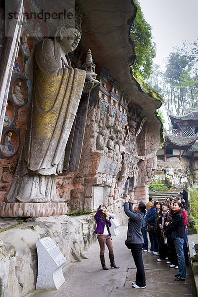 Felsbrocken  Tourist  schnitzen  Berg  China  Buddha  Chongqing