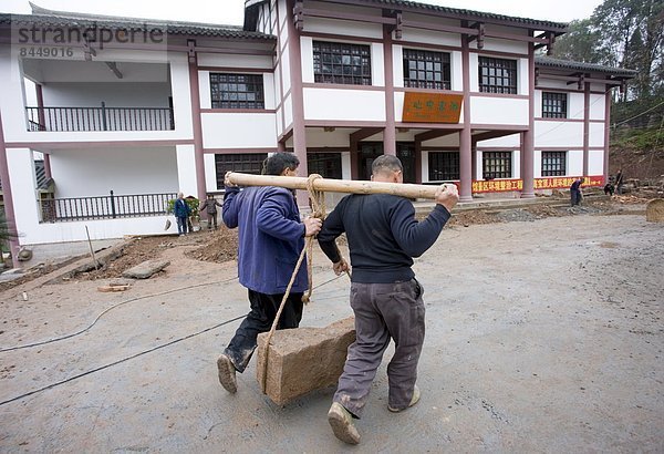 Felsbrocken  Mann  arbeiten  Gebäude  Tourist  schnitzen  China  Chongqing  neu