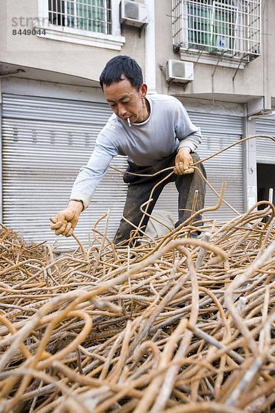 Mann  arbeiten  Recycling  China  Chongqing  Metall  Stahl