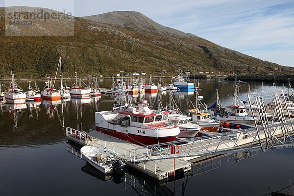 Fishing boats on a pontoon  Torsvaag  N Norway