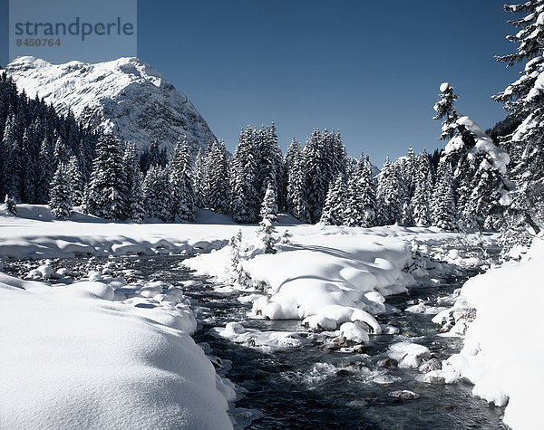 Winterlandschaft mit Bach  Lech am Arlberg  Österreich