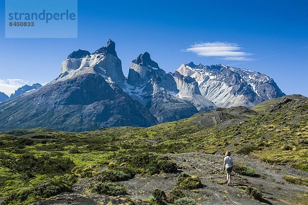 Frau  Berg  Fröhlichkeit  unglaublich  Chile  Patagonien  Südamerika