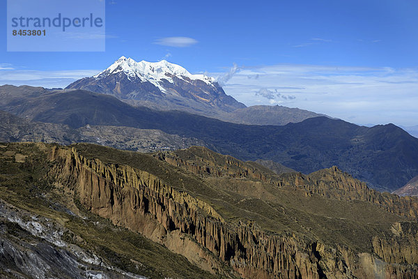 Palca Canyon und Gletscher Illimani  6.439 Meter  bei La Paz  Departamento La Paz  Bolivien