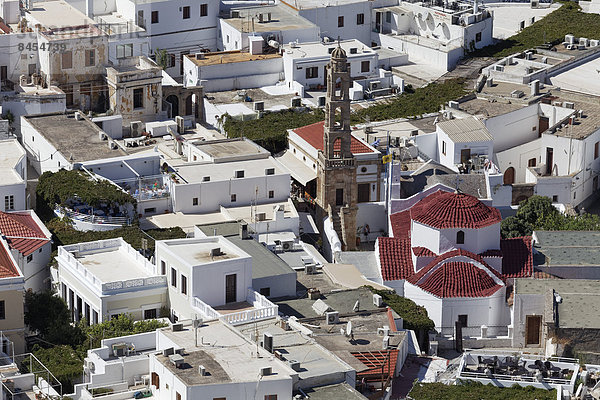 Dach Stadt Kirche Griechenland Lindos Rhodos
