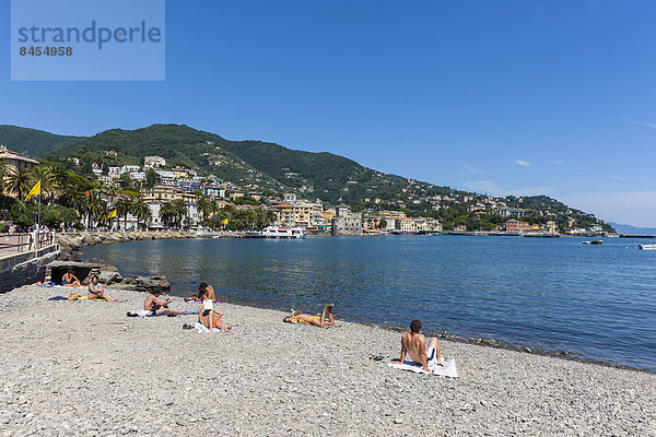 Strand Küste Urlaub Genua Italien Ligurien Rapallo