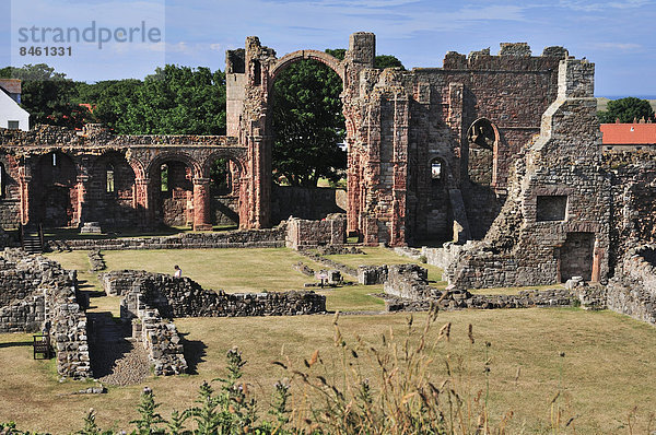 Die Ruinen des Benediktinerklosters Lindisfarne  Lindisfarne  Northumbria  England  Großbritannien