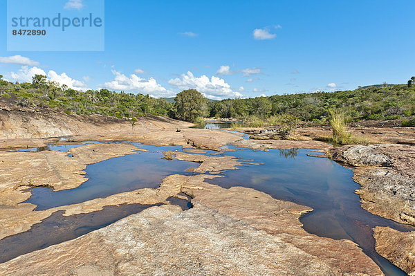 Trockenwald-Landschaft mit Fluss und Felsen  felsiges Flussbett  Nationalpark Andohahela  bei Fort-Dauphin oder Tolagnaro  Madagaskar