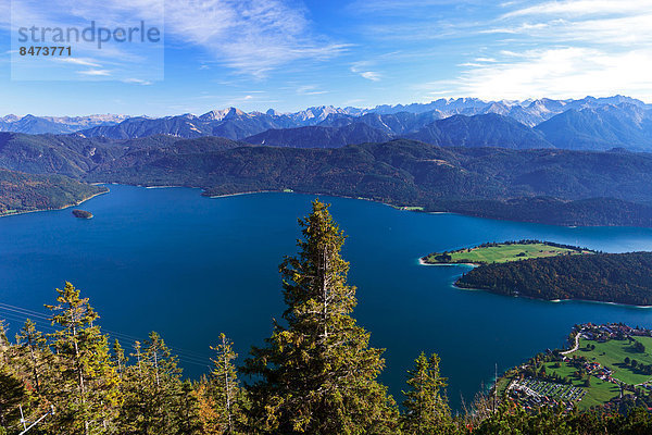 Ausblick vom Herzogstand auf den Walchensee  Herzogstand  Bayern  Deutschland