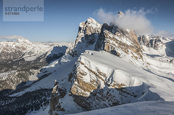 Geislergruppe  3025 m  vom Berg Seceda aus  Grödner Dolomiten  Rainelles  Trentino-Südtirol  Italien