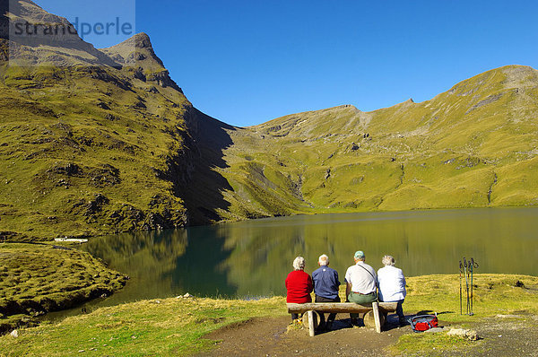 nahe Gehhilfe ruhen See Bachsee Westalpen Grindelwald Rest Überrest Schweiz Schweizer Alpen Kanton Bern