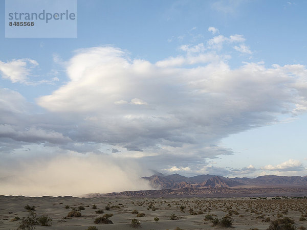 Sandsturm ¸ber den Mesquite Flat Sand Dunes  Sandd¸nen mit der Amargosa-Range Bergkette hinten  Death Valley  Death-Valley-Nationalpark  Kalifornien  USA