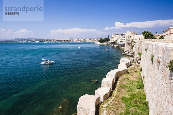 Europa Palast Schloß Schlösser türkis Castello Italien Mittelmeer Ortigia Sizilien