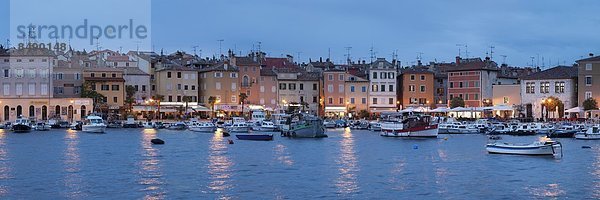 Panorama Hafen Europa Fotografie Ufer Boot Schiff Kroatien Abenddämmerung Istrien Rovinj