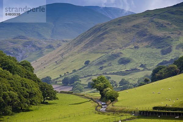 Biegung  Biegungen  Kurve  Kurven  gewölbt  Bogen  gebogen  Auto  Bewegung  Tal  Fernverkehrsstraße  Snowdonia Nationalpark  vorwärts  Sehenswürdigkeit  Gwynedd  Wales