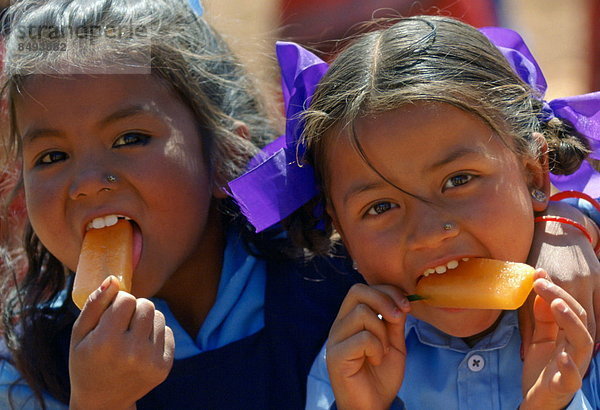 Ländliches Motiv  ländliche Motive  Fröhlichkeit  Schwester  Eis  Lutscher  Mädchen  Nepal